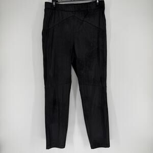 Free People Leggings Womens Large Black Faux Suede Stretch Pants High Rise Soft
